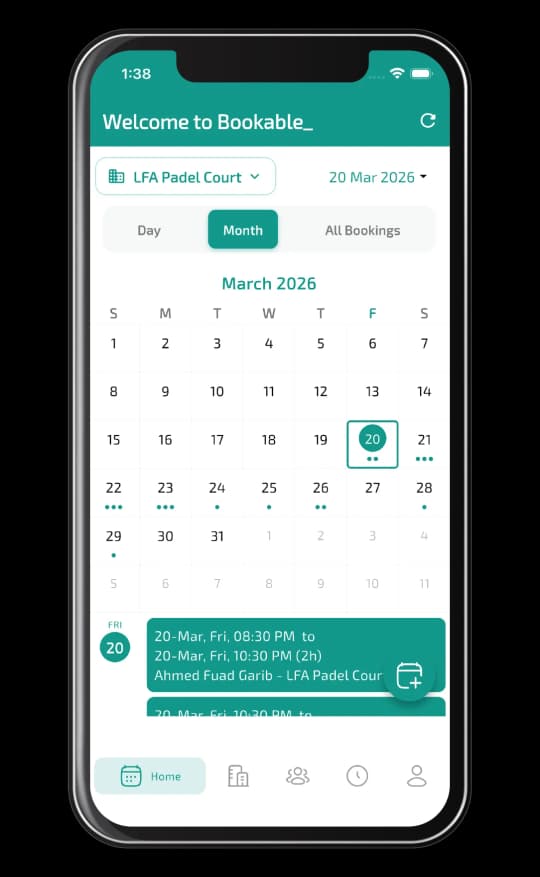 Real-Time Calendar — Bookable app