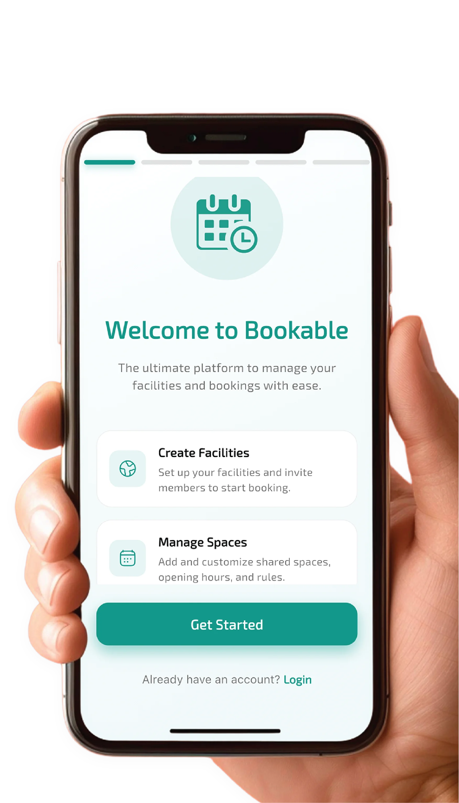 Bookable onboarding screen